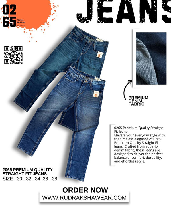 0265 PREMIUM STRAIGHT FIT JEANS | MERGING WHISKER| NON LYCRA | 42” Length