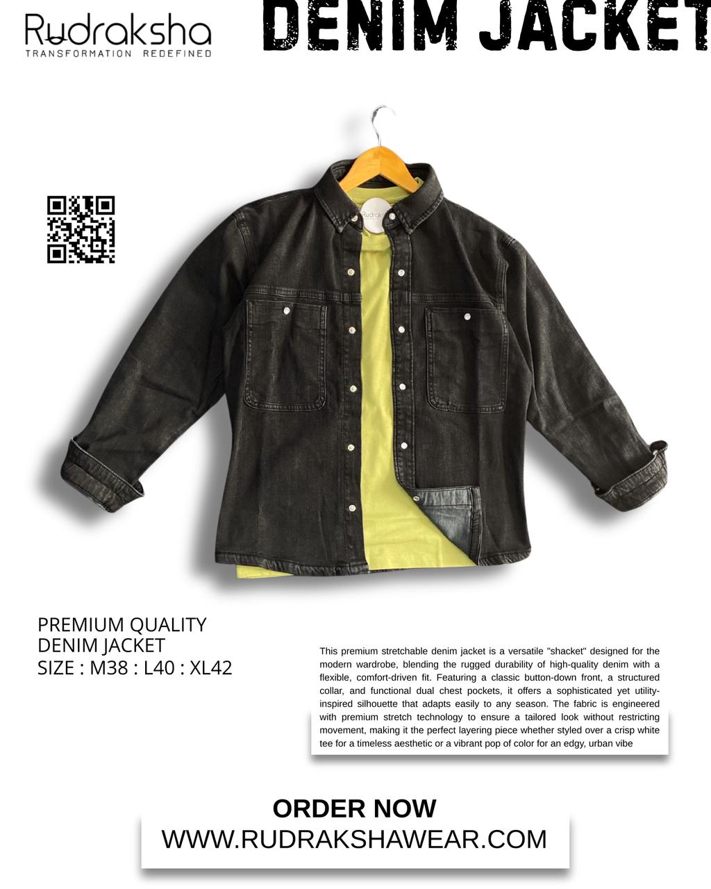 Denim Jacket | 2 Front Pocket | Stretchable Fabric | Metal Push Buttons | Best For Layering With Shirts & T-shirts