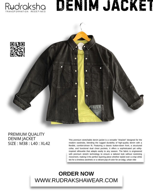 Denim Jacket | 2 Front Pocket | Stretchable Fabric | Metal Push Buttons | Best For Layering With Shirts & T-shirts