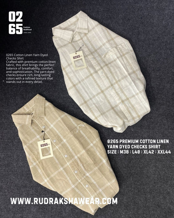 0265 Premium Cotton Linen Full Sleeve Yarn Dyed Checks Shirt