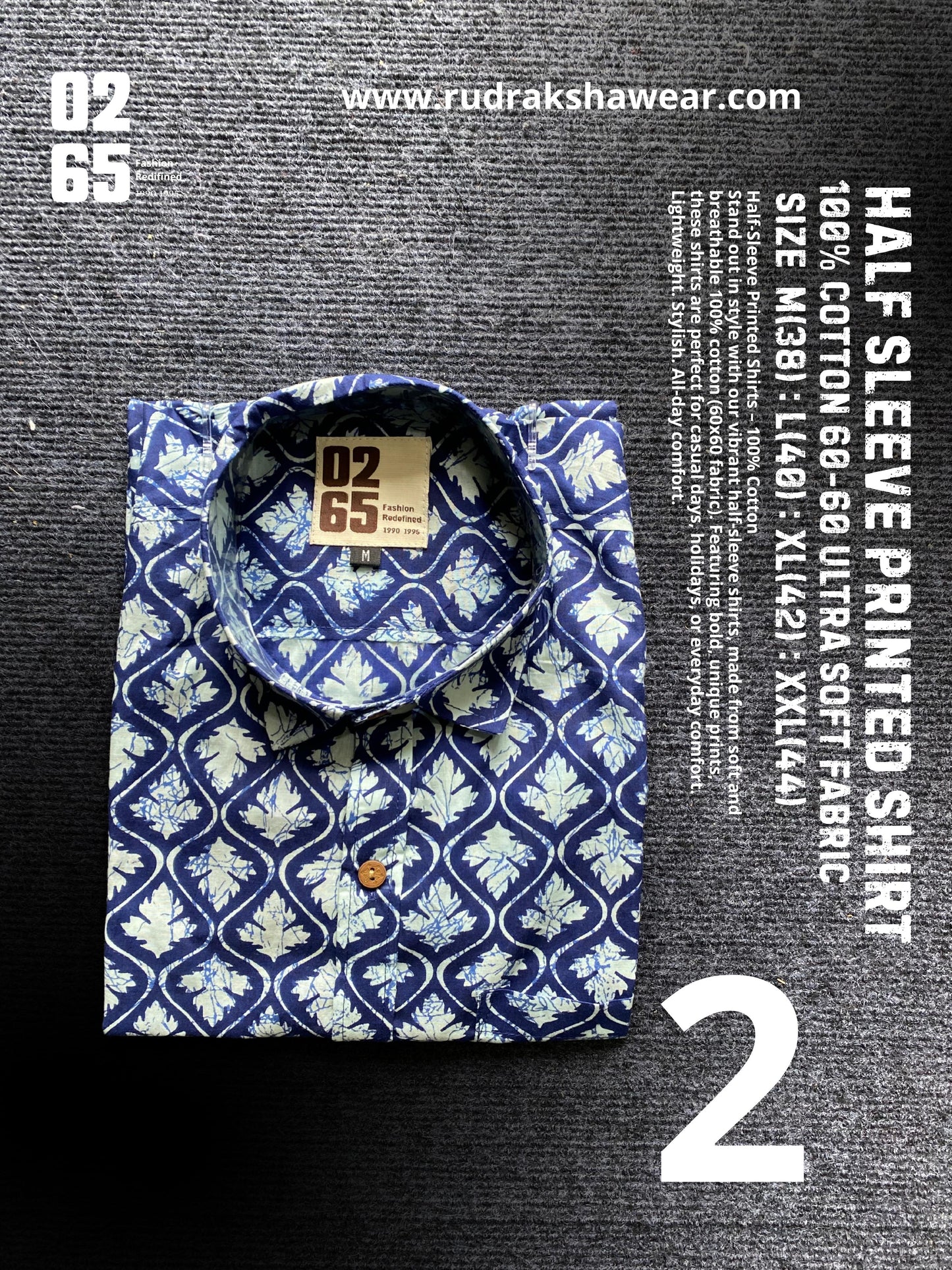 0265 Half Sleeve Printed Ultra Soft & Thin Cotton Fabric shirt ( May occur slight shrinkage after wash )