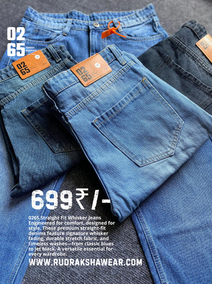 Straight Fit Whisker Jeans By 0265 - NON STRETCHABLE