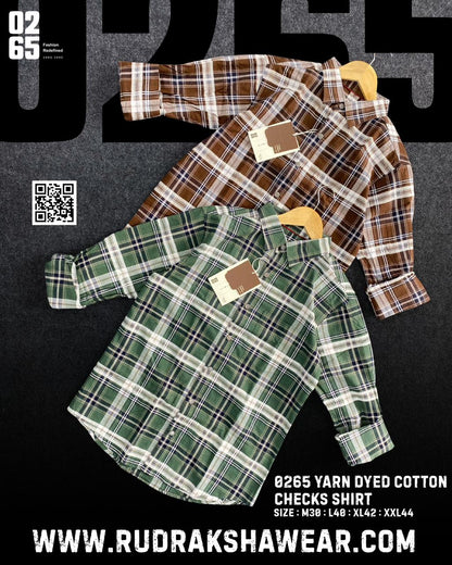 0265 Yarn Dyed Textured Checks Full Sleeve Shirt | Backside Box Pleat | Metal Snap Buttons