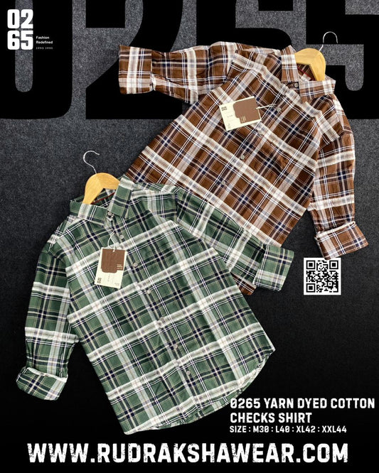 0265 Yarn Dyed Textured Checks Full Sleeve Shirt | Backside Box Pleat | Metal Snap Buttons
