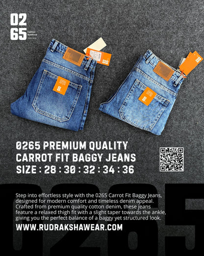 Whisker Carrot Fit Baggy Jeans By 0265 | New Introduction | Non Stretchable | Length 39"/ 40"