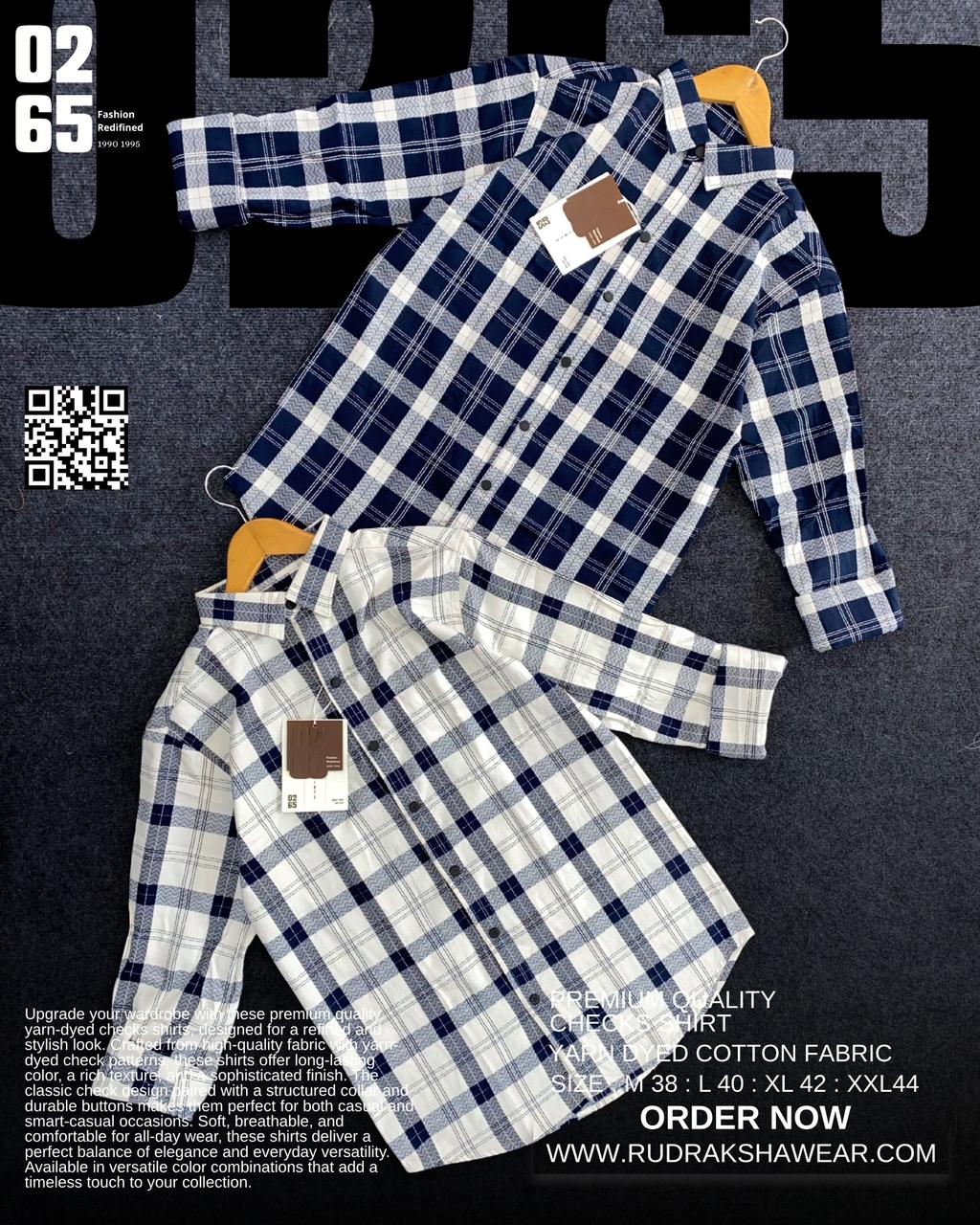 0265 Premium Yarn Dyed Checks Shirt | Stretchable | Full Sleeve | Metal Snape Buttons