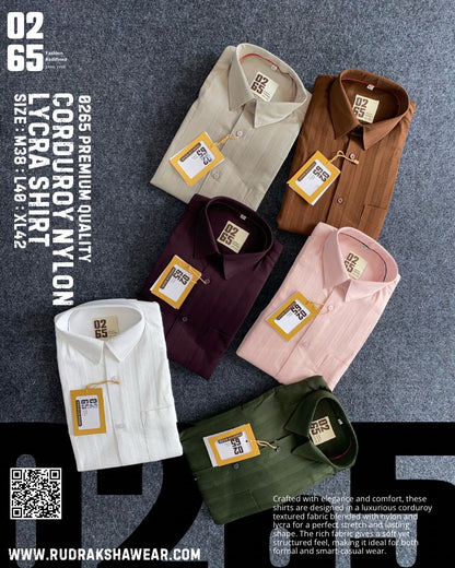 0265 Courdroy Nylon Lycra Full Sleeve Shirts | Inbuilt Collar Stays | Festival Collection