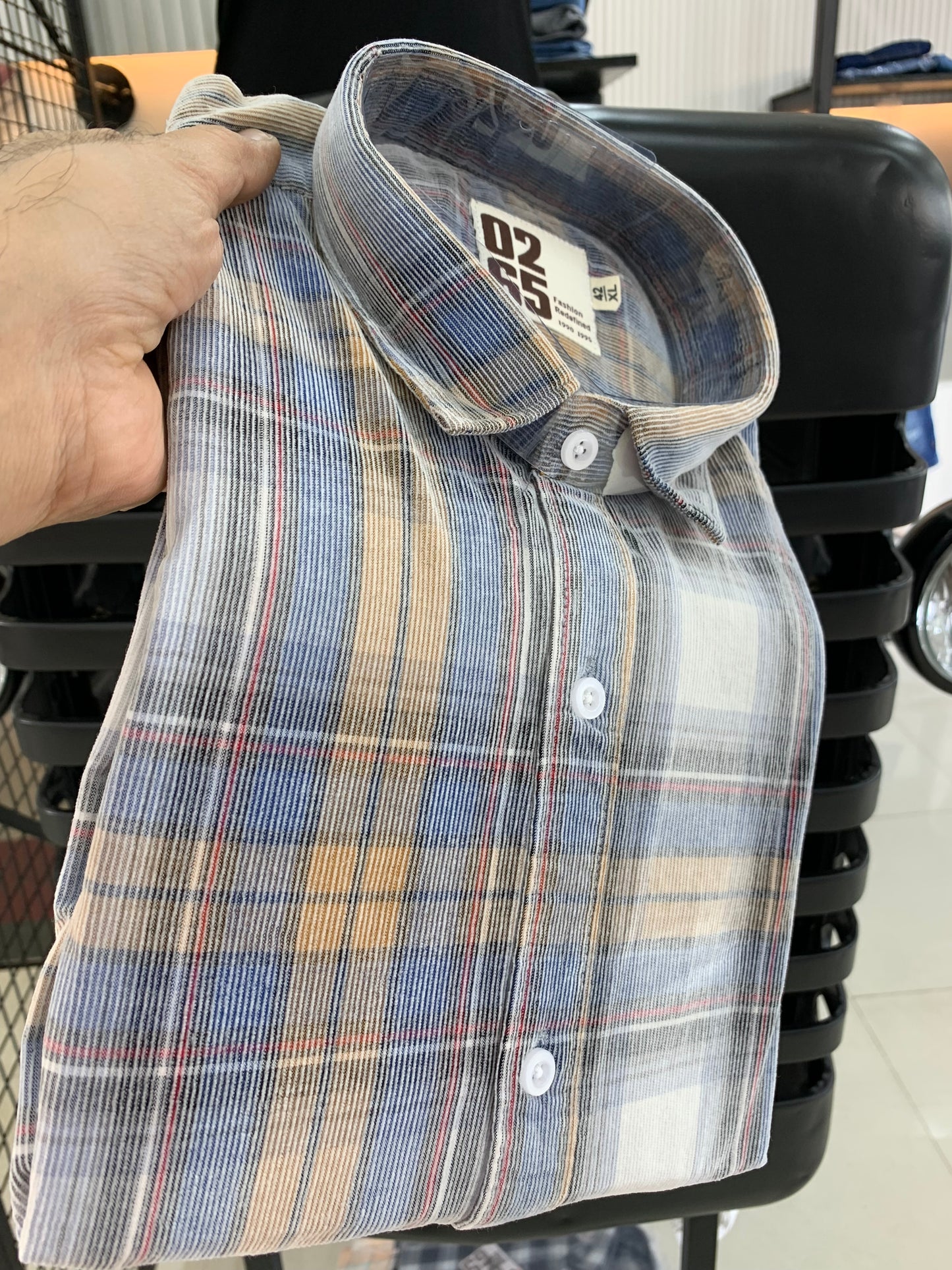 Yarn Dyed Cord Checks Full Sleeve Shirt By 0265