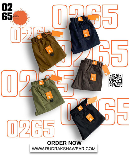 0265 Premium Imported Cotton Peach Fabric 6 Pocket Cargo | Orange Bar Tacks | Smooth Finished Fabric | Elastic Waistband With Drawstring | For All Day Comfort & Style