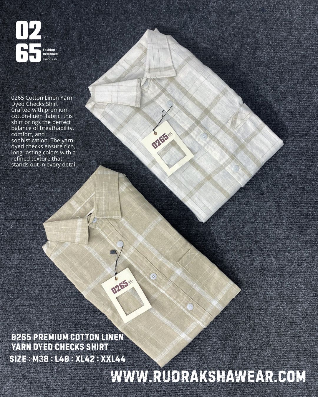 0265 Premium Cotton Linen Full Sleeve Yarn Dyed Checks Shirt