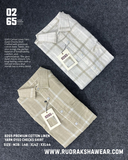 0265 Premium Cotton Linen Full Sleeve Yarn Dyed Checks Shirt