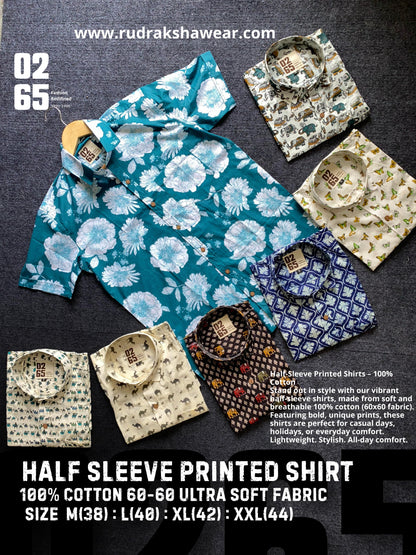 0265 Half Sleeve Printed Ultra Soft & Thin Cotton Fabric shirt ( May occur slight shrinkage after wash )