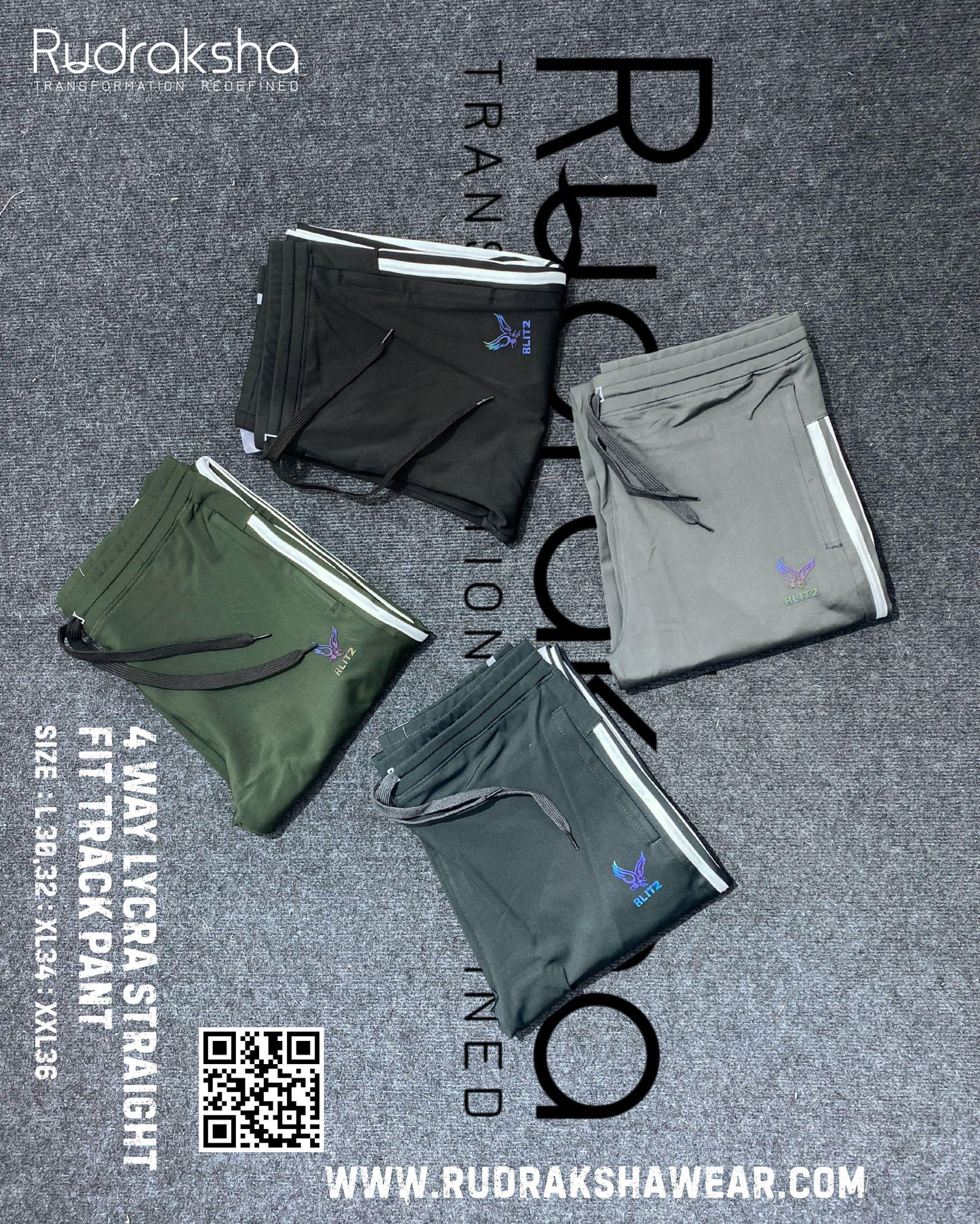 4 Way Lycra | Straight Fit Track Pant | Both Front Pockets With Zipper