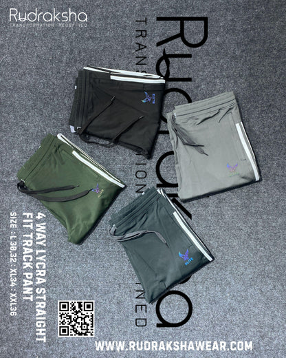 4 Way Lycra | Straight Fit Track Pant | Both Front Pockets With Zipper