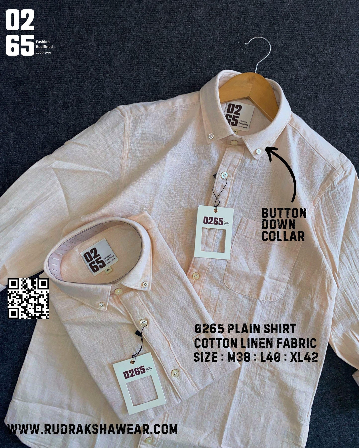 0265 Plain Cotton Linen Full Sleeve Shirt | Back Side Box Pleated