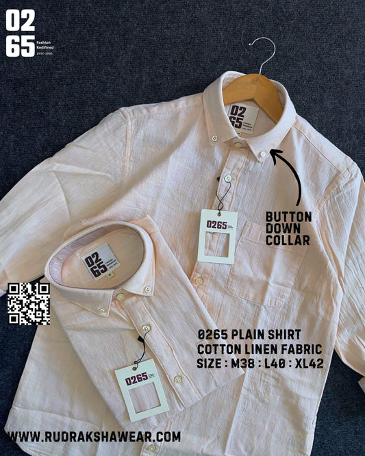 0265 Plain Cotton Linen Full Sleeve Shirt | Back Side Box Pleated