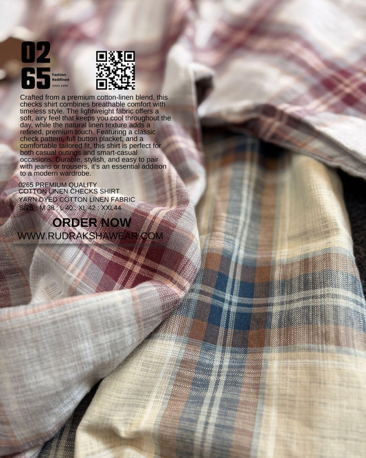 0265 Premium Cotton Linen Full Sleeve Yarn Dyed Checks Shirt