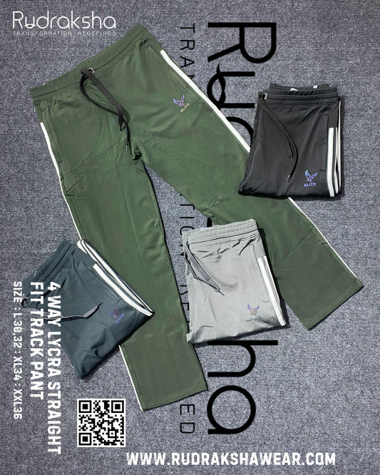 4 Way Lycra | Straight Fit Track Pant | Both Front Pockets With Zipper
