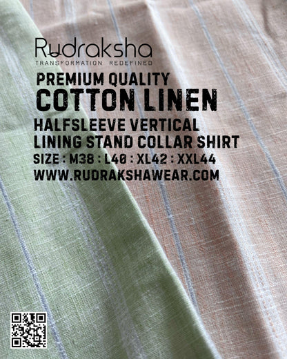 Premium Cotton Linen Stand Collar Half Sleeve Shirt