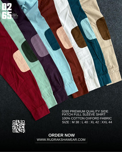 0265 Oxford Shirt With Side Patch | 100% Cotton | Full Sleeve