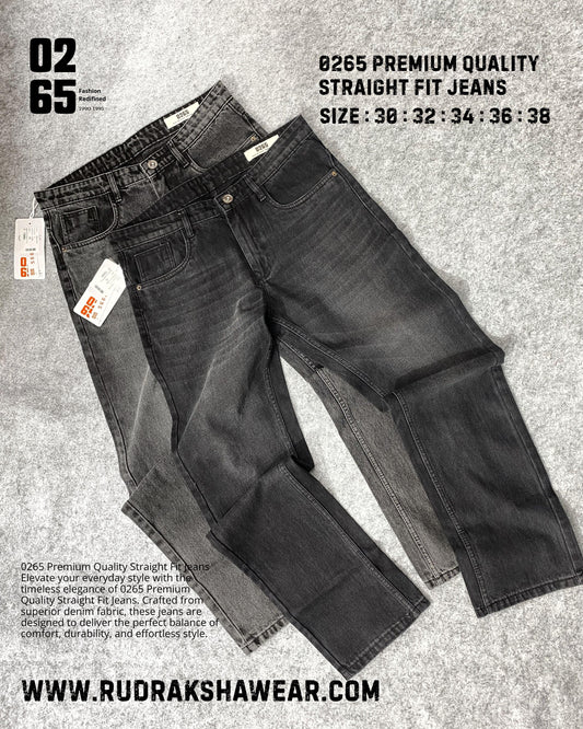 0265 PREMIUM STRAIGHT FIT JEANS | MERGING WHISKER| NON LYCRA | 42” Length