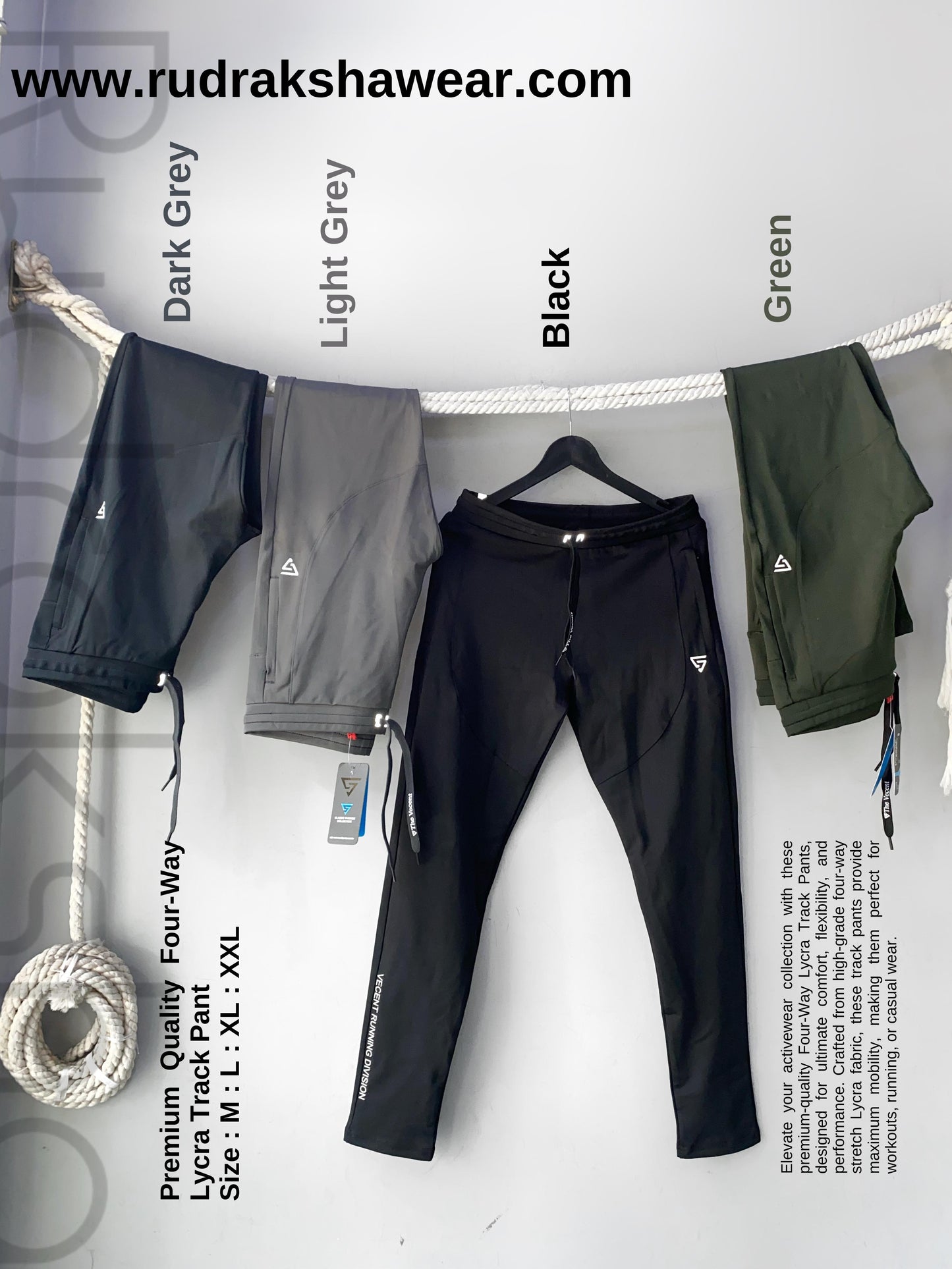4 Way Stretchable Track Pant - With Two front side pocket zippers