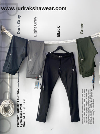 4 Way Stretchable Track Pant - With Two front side pocket zippers