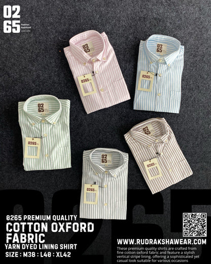 0265 Premium Quality Oxford Fabric Lining Shirt | Button Down Collar | Back side box pleated
