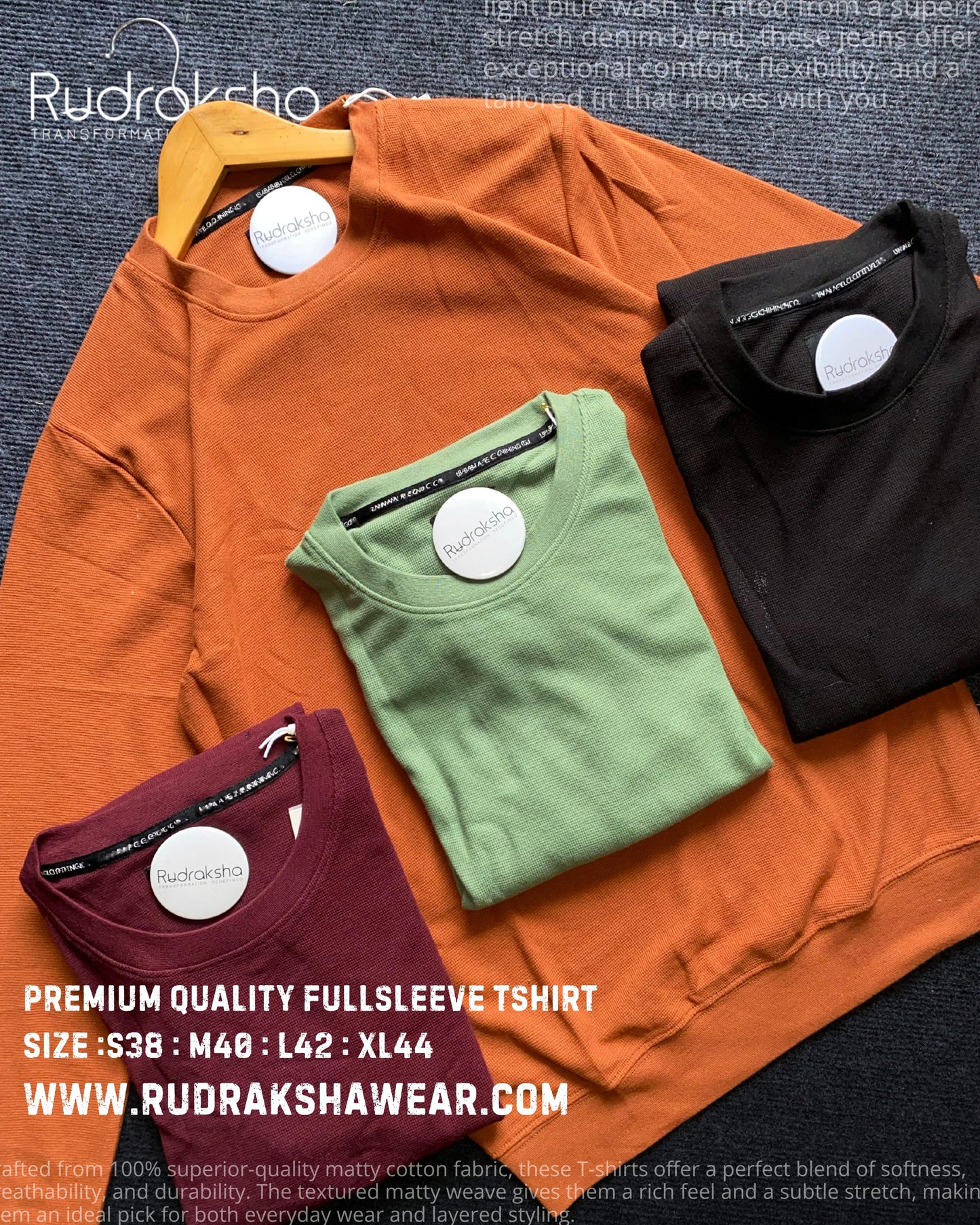 Full Sleeve T-shirt - Waffle Texture Fabric - Grip in hand and Bottom