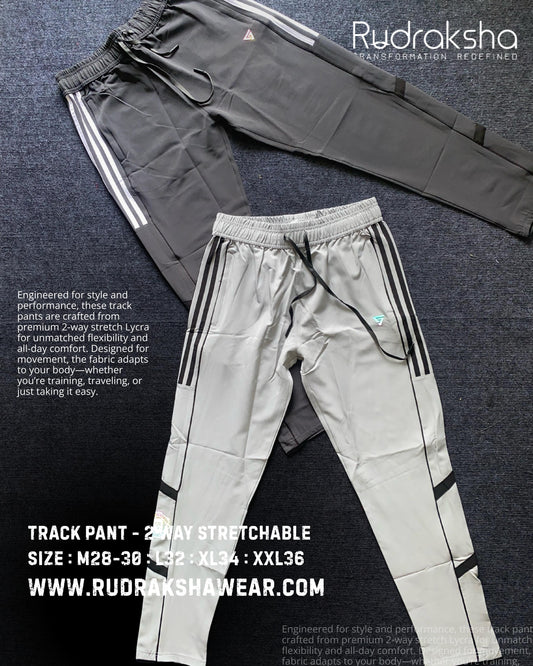 2 Way Stretchable Track Pant - With Two front side pocket zippers - Easy Dry Fabric