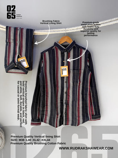 Premium Textured Vertical Lining Full Sleeve Shirt