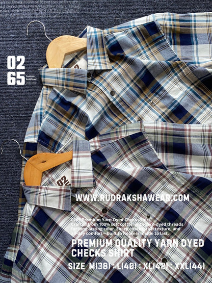 Indigo Full Sleeve Yarn Dyed Checks Shirt- Premium Range By 0265
