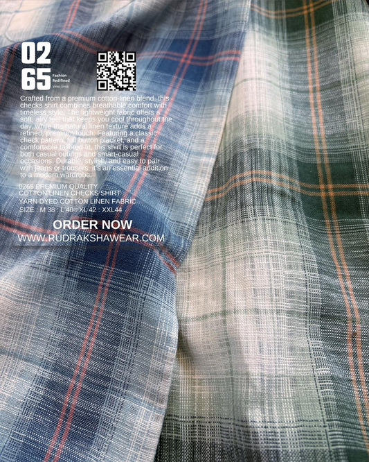 0265 Premium Cotton Linen Full Sleeve Yarn Dyed Checks Shirt
