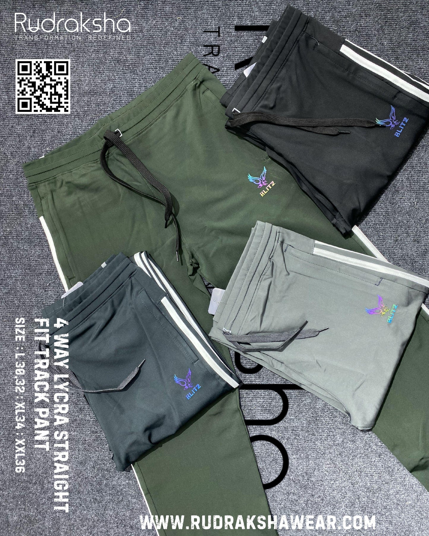 4 Way Lycra | Straight Fit Track Pant | Both Front Pockets With Zipper