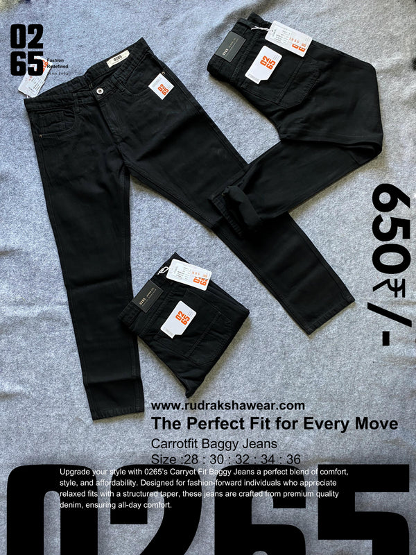 Black Carrot Fit Baggy Jeans By 0265 - NON STRETCHABLE - LENGTH 39"/40"