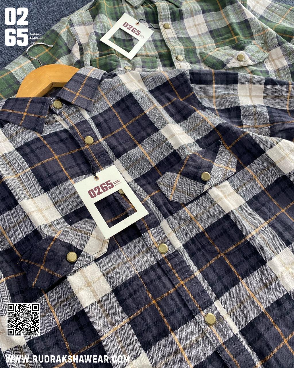 0265 Premium Double Pocket Full Sleeve Shirt | 100% Cotton Fabric | Ultra Soft Fabric | Metal Push Buttons