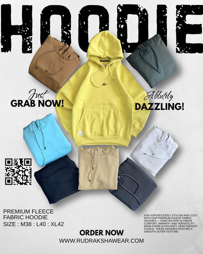 Winter Hoodie 3thread Fleece Fabric | Big Hood | Matching Drawstring