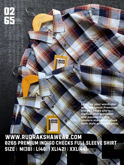 Indigo Full Sleeve Yarn Dyed Checks Shirt- Premium Range By 0265
