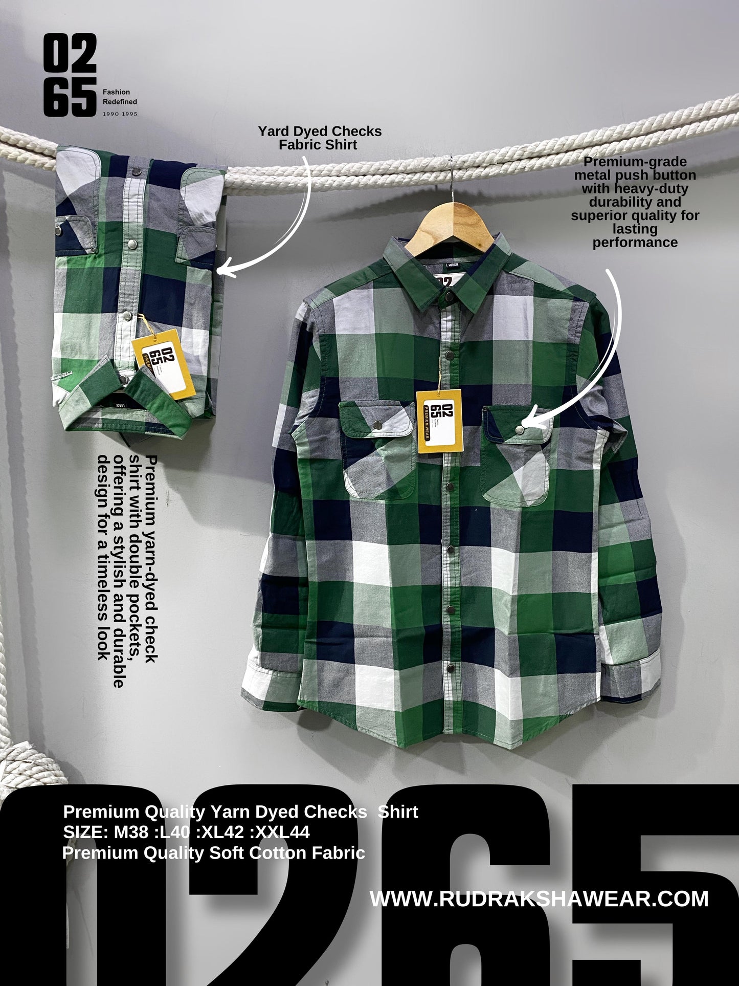 Premium Yarn Dyed Checks Double Pocket Shirt By 0265