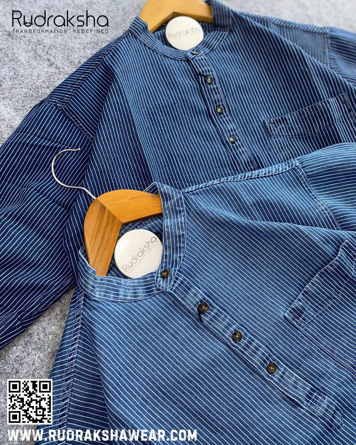 Short Kurta | Full Sleeve | 100% Cotton ￼| Indigo Blue