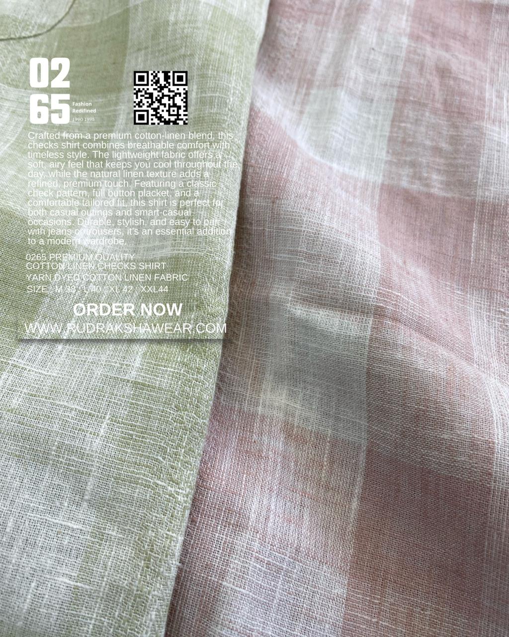 0265 Cotton Linen Yarn Dyed Checks Shirt | Full Sleeve