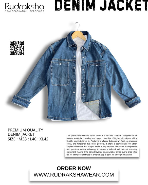 Denim Jacket | 2 Front Pocket | Stretchable Fabric | Metal Push Buttons | Best For Layering With Shirts & T-shirts