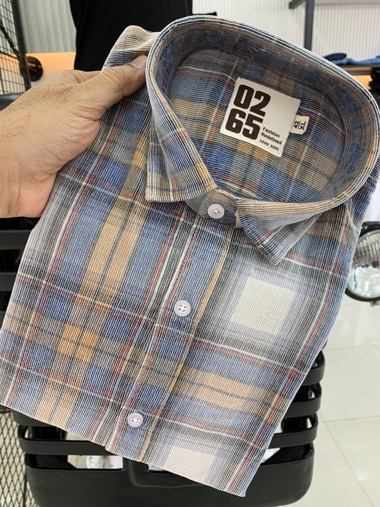 Yarn Dyed Cord Checks Full Sleeve Shirt By 0265