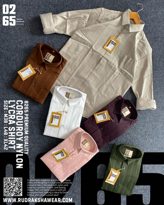 0265 Courdroy Nylon Lycra Full Sleeve Shirts | Inbuilt Collar Stays | Festival Collection