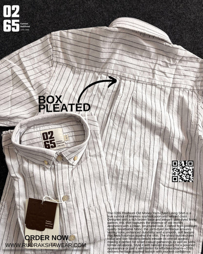 0265 Premium Old Money Vertical Lining Textured Full Sleeve Shirt | 100% Cotton Fabric | Back Side Pleated | Button Down Collar