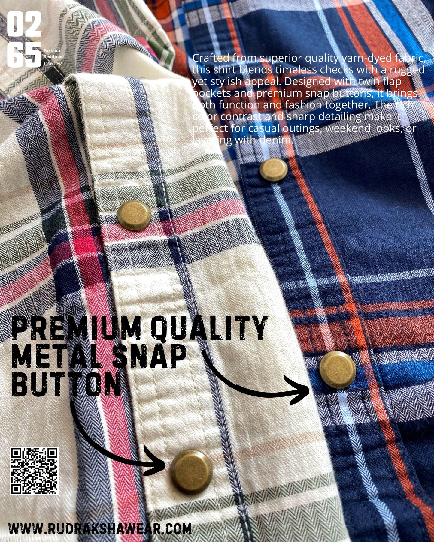 0265 Premium Yarn Dyed Double Pocket Shirt | Metal Snap Buttons | Soft Fabric