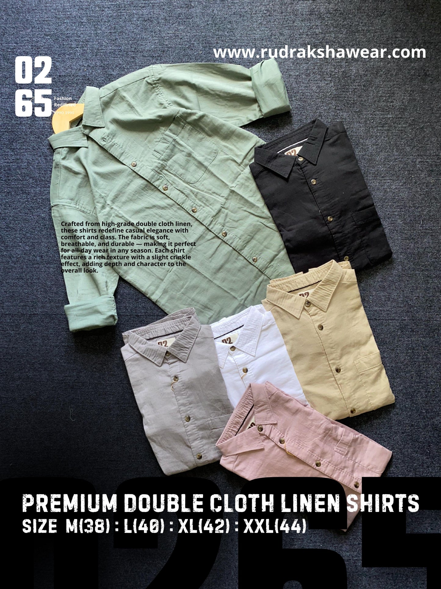 0265 Premium Double cloth cotton linen full sleeve shirt