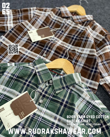 0265 Yarn Dyed Textured Checks Full Sleeve Shirt | Backside Box Pleat | Metal Snap Buttons