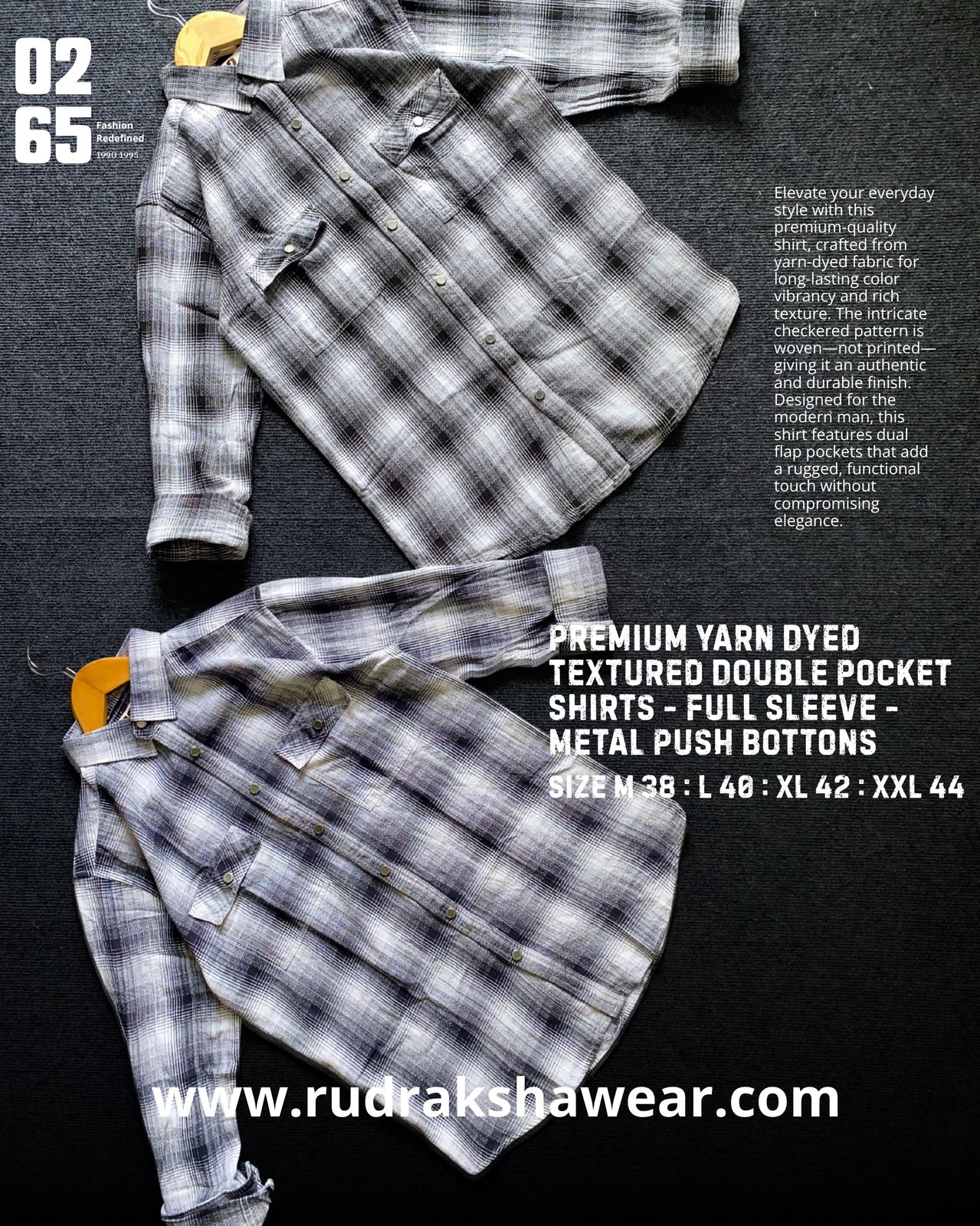 Premium Yarn Dyed Textured Double Pocket Shirt - Full Sleeve - Metal Push Buttons