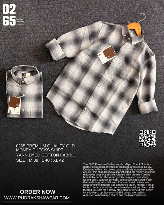 0265 Premium Old Money Checks Full Sleeve Shirt | 100% Cotton Fabric | Back Side Pleated | Button Down Collar